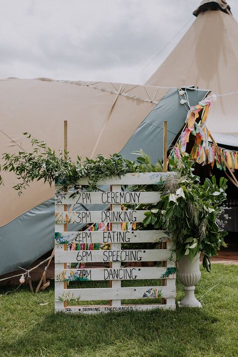 Tipi Wedding Decor, Festival Style Wedding, Painted Florals, Indie Wedding, Tipi Wedding, Wedding Set Up, The Big One, Relaxed Wedding, Wedding Timeline