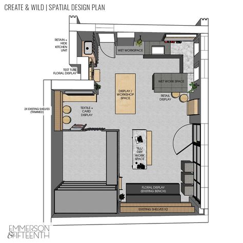 Flower Shop Floor Plan Layout, Retail Shop Plan Layout, Florist Shop Floor Plan, Flower Shop Layout Plan, Flower Shop Floor Plan, Mini Mart Floor Plan, Floral Shop Blueprints, Boutique Floor Plan, Florist Studio