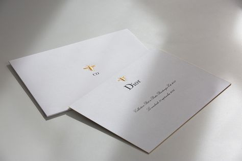 Watch the Christian Dior Show Live From Paris Here! Dior Invitation, Thermography Printing, Fashion Show Invitation, Stationery Obsession, Graphic Design Company, Dior Fashion, New Year Card, Foil Stamping, Graphic Design Branding