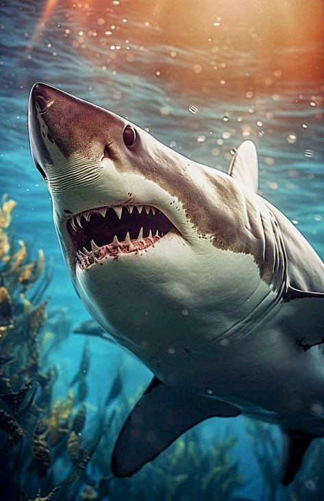 Shark Portrait, Shark Artwork, Tattoo Sea, Tiger Sharks, Jaws Shark, Shark Pictures, Wild Animals Photography, Shark Bait, Sea Tattoo