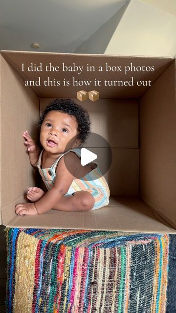 Nene Pender on Instagram: "I love how this turned out 🥹🥰 Outfit: @oldnavy Box: @staples   Tutorial coming soon! 🤗  #oldnavystyle #oldnavykids #cutebabies #frobabies #blackmoms #blackmomsblog" Baby In Box Photoshoot, Doll Box Photoshoot, 1st Birthday Photo Shoot Ideas At Home, Cardboard Box Photoshoot, Black Infant Photoshoot Ideas, Cardboard Box Kids Photoshoot, 100 Days Baby Photoshoot, Baby In Box Christmas Photo, Box Photoshoot