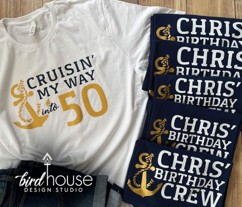 Cruise Birthday Crew Personalized Group Shirts, cute matching tees for cruising, anniversary, celebrate 50th Birthday Cruise Shirts For Group, Birthday Cruise Tshirt Ideas, 60th Birthday Shirts For Group, 60th Birthday Cruise Shirts, Cruise Birthday Shirts, 50th Birthday Cruise Shirts, Cruise Birthday Ideas, Family Cruise Outfits, 50th Birthday Cruise