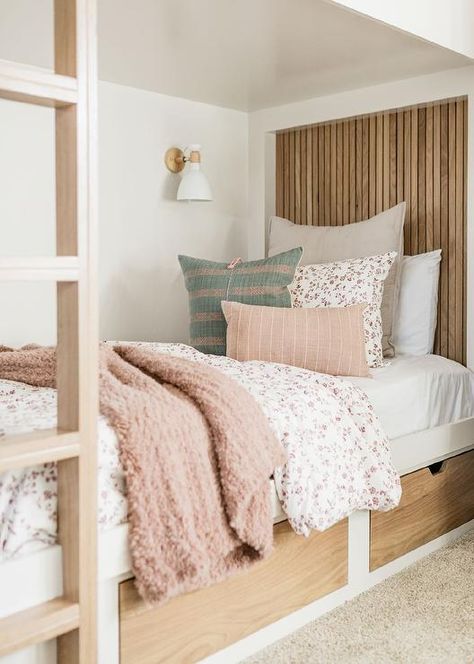 Built In Bunks, Bunk Rooms, Bunk Beds With Storage, Kids Room Inspiration, Green Bedding, Bunk Room, Bed Lights, Big Girl Rooms, Bunk Bed