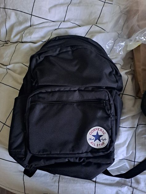 Black Converse Backpack, Converse Bag Aesthetic, Converse Backpack Aesthetic, Black Backpack Aesthetic, Aesthetic Backpacks For School, Mochila Converse, Mochila Aesthetic, Converse Bleu, Converse Backpack