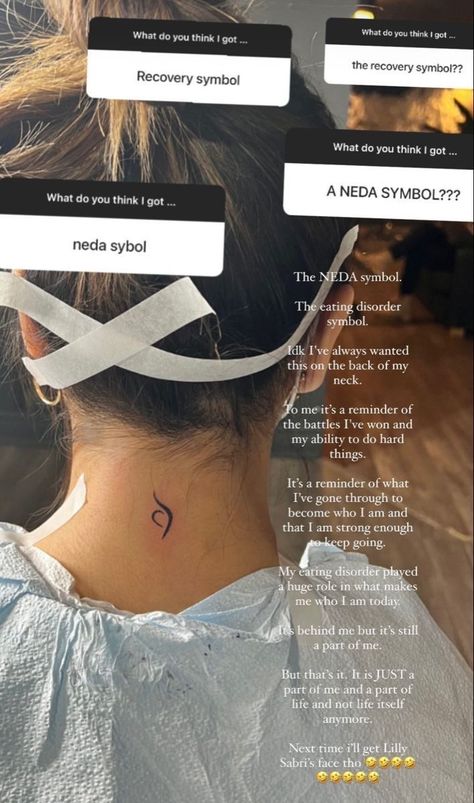 Body Acceptance Tattoo Ideas, Creative Neda Tattoos, Tattoos For Eating Recovery, Small Tattoos Angel, Small Tattoos For Moms, Neda Tattoo, Meaning Small Tattoos, Neda Symbol, Small Inspirational Tattoos