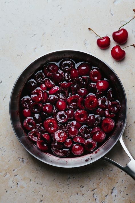 Cherry Compote Recipe, Balsamic Cherries, Raspberry Bread, Cherry Compote, Compote Recipe, Brunch Inspiration, Fruit Compote, Cherry Desserts, Balsamic Reduction