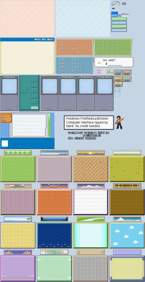 Game Boy Advance - Pokémon FireRed / LeafGreen - PC Interface - The Spriters Resource Battle Background, Gameboy Pokemon, Cube Template, Pokemon Battle, Pikachu Coloring Page, Pokemon Video Games, Pokemon Firered, Pokemon Official, Video Game Sprites