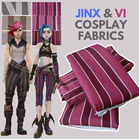 I updated fabrics for Jinx and Vi cosplay pants from Arcane - I added a new color variations 😊 link in bio! . #arcanecosplay #jinxcosplay #jinxarcanecoslay #viarcane #jinxpants #cosplaysupplies #cosplaywip #cosplaypattern #cosplayfabrics #printedfabric #leagueoflegendscosplay #wildriftcosplay Vi Arcane Pants, Arcane Cosplay Vi, Jinx Cosplay Tutorial, Jinx Cosplay Arcane, Arcane Diy, Vi Arcane Cosplay, Jinx Outfit, Arcane Outfits, Cosplay Jinx