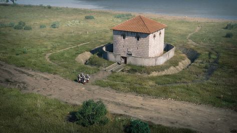 ArtStation - Visegrád - Roman forts along the Danube limes - 3D theoretical reconstruction, Pazirik Studio Roman Buildings, Imperiul Roman, Roman Fort, Castle Floor Plan, Roman Army, Chateau Medieval, Hadrians Wall, Roman City, Ancient Buildings