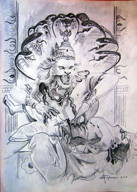 Narasimha Swamy Tattoo, I Must Not Fear, Narasimha Swamy, Ancient Drawings, Pen Art Work, Tattoo Pictures, Shiva Tattoo Design, Realistic Pencil Drawings, Shiva Tattoo