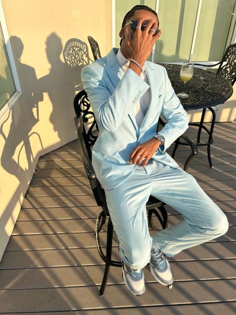 prom2023, baby blue suit Light Blue Homecoming Suit, White Suit With Light Blue Tie, Light Blue Suit Prom, Light Blue Tux Prom, Light Blue Tuxedo Prom, Light Blue Prom Suits For Guys, Icy Blue Suit Men, Light Blue Prom Suit, Baby Blue Prom Couple