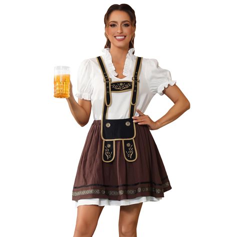 PRICES MAY VARY. Oktoberfest costumes women bavarian dirndl dress for women the dirndl dress is perfect for bavarian oktoberfest, carnival time, theme party, cosplay, halloween party, girl party,etc. Oktoberfest outfits women german dress is classic, cute and vintage style, finished in good workmanship. Dirndl dresses women is not only great for Oktoberfest, but also great for daily wearing or daily gathering. German beer girl costume is made of polyester and spandex fabric, very comfortable to Diy Oktoberfest Costume, German Beer Girl Costume, Oktoberfest Outfit Women, Oktoberfest Costume Women, German Beer Girl, Bavarian Costume, Dirndl Dresses, Dirndl Dress Oktoberfest, Oktoberfest Outfits