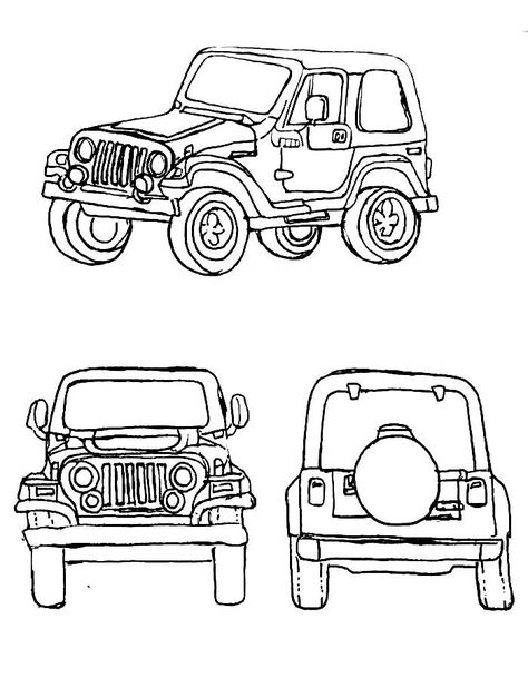 Jeep coloring pages Jeep Sketch Drawings, Cartoon Jeep Drawing, Jeep Wrangler Drawing, Cool Car Drawings Easy, Jeep Printable, Jeep Watercolor, Jeep Doodle, Jeep Sketch, Jeep Coloring Pages