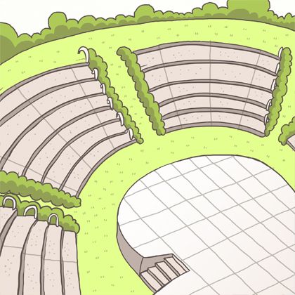 Amphitheater Design Ideas, Diy Amphitheater, Amphi Theatre Design Outdoor, Amphiteather Outdoor Design, Amphiteather Outdoor, Ancient Amphitheatre, Amphitheater Design, Arena Architecture, Amphitheater Architecture