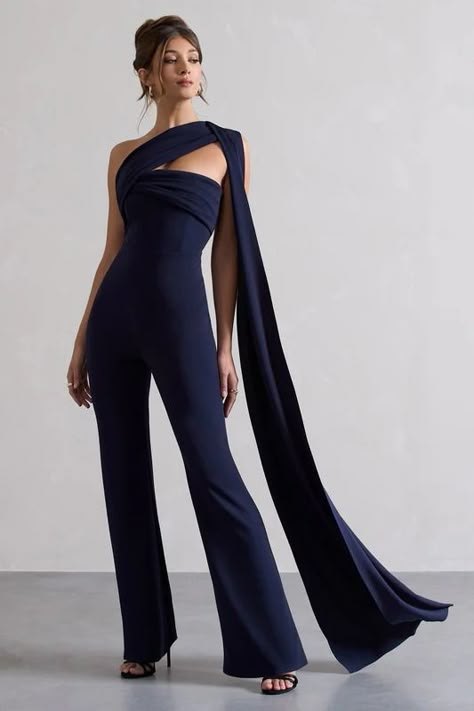 Occasion Black-Tie Dresses & Evening Outfits – Club L London - USA White Graduation Outfit, Modest Jumpsuit, Jumpsuit Prom, Prom Jumpsuit, Asymmetric Jumpsuit, Fancy Jumpsuit, Navy Jumpsuit, Red Dress Long, Sleek Bun