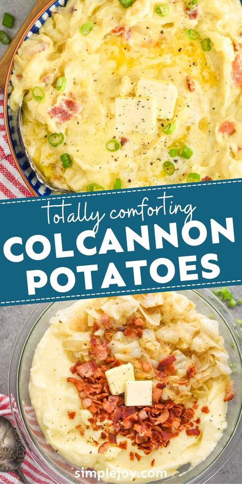 Colcannon, a delicious Irish potato recipe, is going to be your new favorite comfort food. Made with bacon and cabbage, I could make a full meal out of this amazing recipe. Irish Potatoes Recipe, Bacon And Cabbage, Colcannon Recipe, Slow Cooker Corned Beef, Irish Potato, Cabbage And Potatoes, Irish Potatoes, Cabbage And Bacon, Potato Recipes Side Dishes