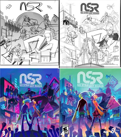 No Straight Roads Concept Art, Nsr Mayday, Game Cover Art, No Straight Roads, Straight Road, Panty And Stocking Anime, Game Cover, Little Misfortune, Animation Art Character Design