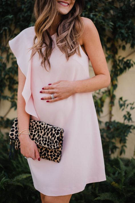 Blush Pink cocktail dress with feminine ruffle detail | Maternity Style | Stylish Bump | Pregnancy Mom Cocktail Dress, Cocktail Dresses Pregnant, Blush Pink Maternity Dress, Pregnant Cocktail Outfit, Cocktail Maternity Dress, Cocktail Dress Pregnant, Pregnancy Cocktail Dress, Pregnancy Dresses For Wedding, Pregnancy Dress Outfits