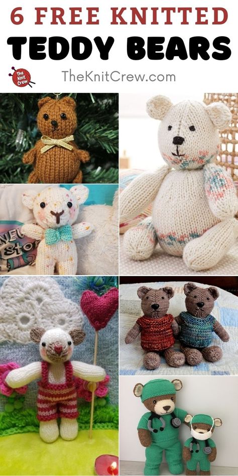 6 Free Knitted Teddy Bear Patterns For Your Baby Small Teddy Bear Knitting Pattern Free, Large Knitted Teddy Bear Pattern Free, Simple Teddy Bear Sewing Pattern Free Printable, Knitted Teddy Bears Free Patterns, Teddy Knitting Pattern Free, Knitted Stuffed Animals Patterns Free, Knit Bear Pattern Free, Free Teddy Bear Knitting Pattern, Knitted Bears Free Patterns