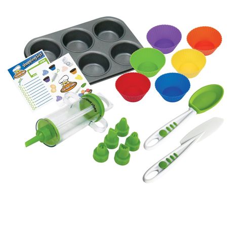 Curious Chef Cupcake and Decorating Kit Silicone Cupcake Liners, Cooking Kit, Kid Cupcakes, Baking Kit, Real Kitchen, Baking Set, Baking With Kids, Bakeware Set, Decorating Tools