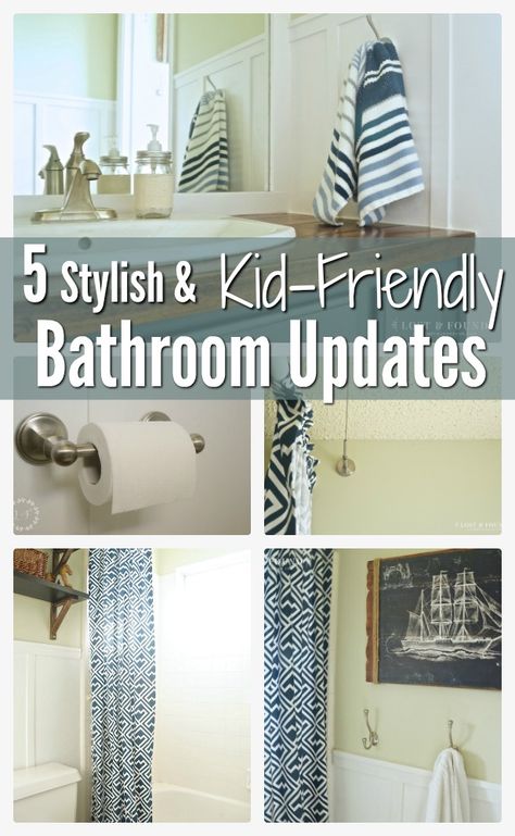 5 Stylish & Kid-Friendly Bathroom Updates Kid Friendly Bathroom Ideas, Kid Friendly Bathroom, Diy Home Decor For Apartments, Furniture Painting Tips, Living Room Decor On A Budget, Beautiful Bathroom Designs, Boys Bathroom, Living Room On A Budget, Bathroom Update