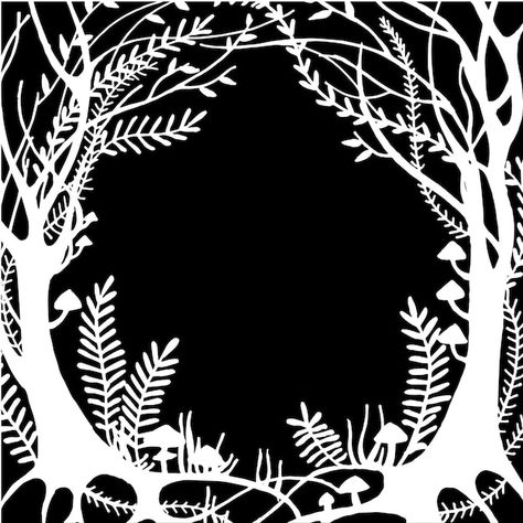 Forest Sketch, Black Background Design, Beauty Salon Business Cards, Forest Magic, Forest Silhouette, Silhouette Frames, Salon Business Cards, Fairy Forest, Forest Illustration