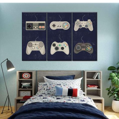 Boy Room Themes, Gaming Bedroom, Gamer Bedroom, Fun Room, Teen Boy Room, Kids Video, Boy Bedroom Design, Video Game Controller, Boys Bedroom Decor