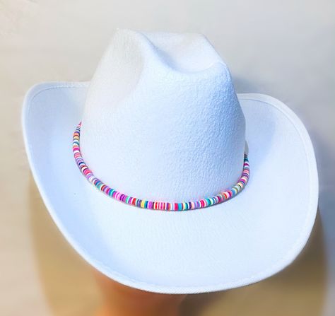 Rainbow Beaded Cowboy Hat | Etsy Beaded Cowboy Hat, Black Beret, Floppy Beach Hat, Knit Beret, Floppy Sun Hats, Beaded Hat, Striped Beanies, Barbie Party, Grey Beanie