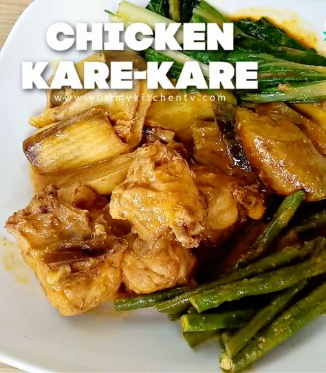 Chicken Kare-kare Chicken Kare Kare Recipe, Kare Kare Recipe, Banana Blossom, Kare Kare, Filipino Foods, Rice Chicken, Chicken Pieces, Dinner Meal, Savory Sauce