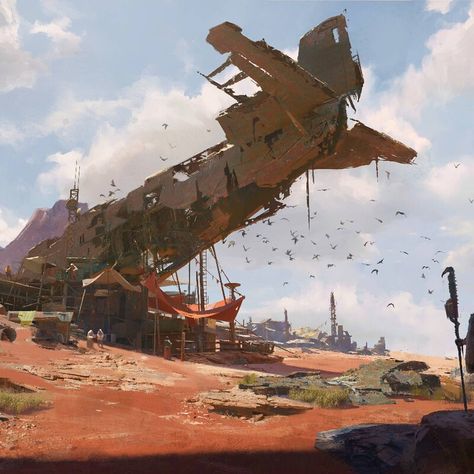 "333" by z. xudong Crashed Plane, Apocalypse Landscape, Apocalypse World, Post Apocalyptic Art, Environment Painting, Apocalypse Art, Japon Illustration, Post Apocalypse, Game Concept Art