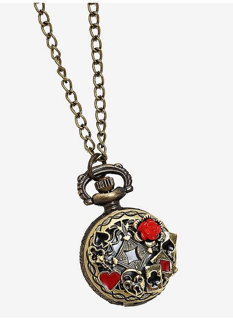 Alice In Wonderland Pocket Watch, Lewis Carroll Alice In Wonderland, Jewelry For Guys, Goth Costume, Tapers And Plugs, Lizzie Hearts, Hot Topic Jewelry, Pocket Watch Necklace, Anime Jewelry