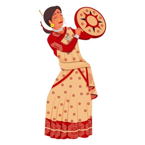 Cultural Dance Art, Assam Traditional Dress, Bihu Dance, Dance Classical, Cute Cartoon Faces, Dance Vector, Dance Of India, Cultural Dance, Dancing Drawings