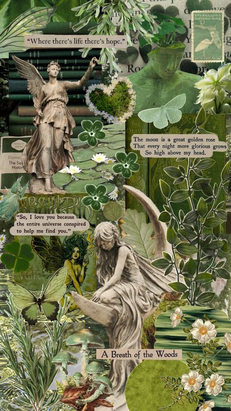 Fairy Aesthetic Wallpaper, Ancient Wallpaper, Fairycore Wallpaper, Green Aesthetic Tumblr, Shuffles Aesthetic, Fairy Wallpaper, Nature Vintage, Spring Wallpaper, Vintage Poster Art