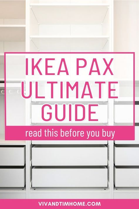 This guide is full of helpful PAX wardrobe ideas to help create your dream walk in closet! Includes assembly tips, Ikea closet hack ideas, and the best accessories for organization. Re-create these closet designs in your home! Pax Wardrobe Ideas, Dream Walk In Closet, Tidy Wardrobe, Spare Room Walk In Closet, Ikea Closet System, Walk In Closet Ikea, Ikea Closet Hack, Diy Walk In Closet, Ikea Closet Organizer