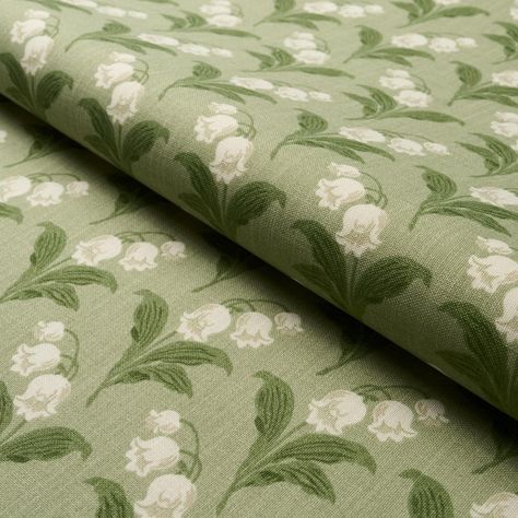 Lily Of The Valley Indoor/Outdoor - Moss Fabrics | Schumacher Art Deco Fabric, Chintz Fabric, Simple Layout, Silk Velvet Fabric, Schumacher Fabric, Teen Bedding, Scale Design, Hand Painted Artwork, Craft Organization