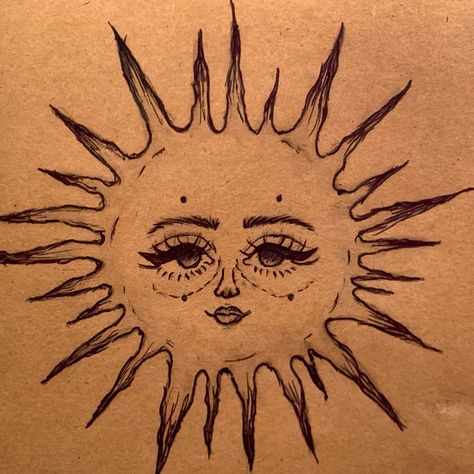 Sun With Eyes Drawing, Hippy Sketches, Celestial Drawing, Whimsical Drawings, Whimsical Tattoos, Moon Sun Tattoo, Weird Drawings, Eye Sketch, Mini Drawings