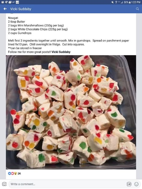 Nougat Candy, Nougat Recipe, Easy Candy Recipes, Gum Drop, Homemade Sweets, Candy Recipes Homemade, Christmas Candy Recipes, Homemade Candies, Christmas Cooking