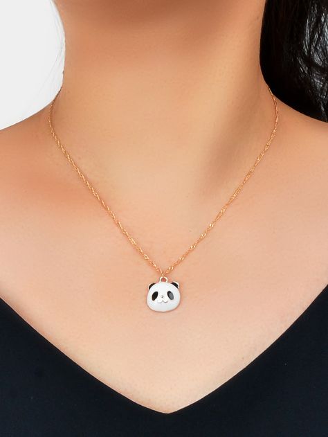 Gold Fashionable   Alloy  Pendant Necklaces Embellished   Jewelry Panda Necklace, Penguin Jewelry, Panda Charm, Best Friend Quotes Funny, Bridal Hair Buns, Cartoon Panda, Jewelry Photoshoot, Princess Ball Gowns, Wedding Favors For Guests