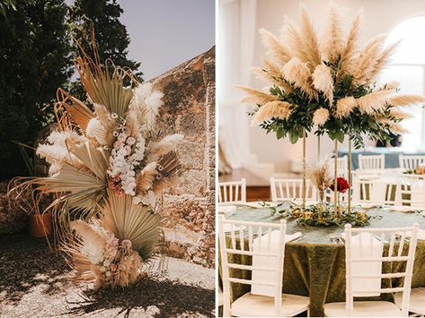 new modern pampas grass wedding ideas Sakura Wedding, Grass Centerpiece, Pampas Grass Wedding, Aisle Runner Wedding, Wedding Chandelier, Luxury Wedding Decor, Grass Decor, Grass Wedding, Wedding Elements