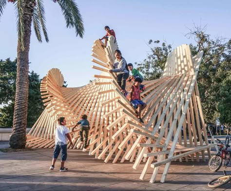 Bamboo Playground, Bamboo Pavilion, Hyperbolic Paraboloid, Public Installation, Concept Models Architecture, Pavilion Architecture, Parametric Architecture, Timber Structure, Architecture Art Design