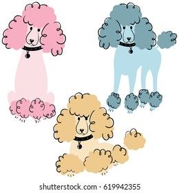 Poodle Drawing, Poodle Dogs, Cartoon Doodle, Dog Icon, 강아지 그림, Pink Poodle, Dog Vector, Doodle Dog, Purebred Dogs