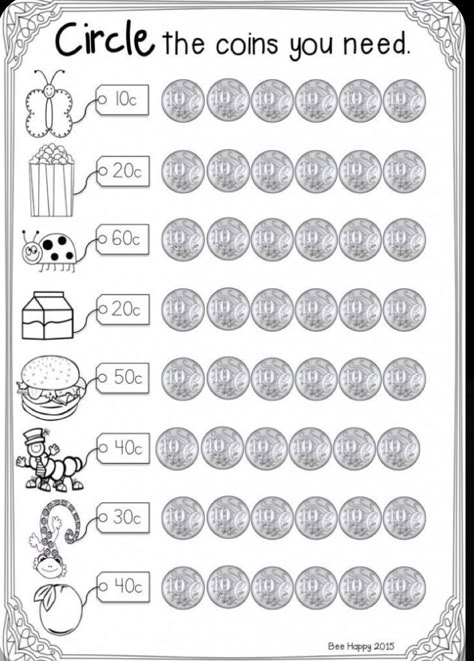 Kindergarten Money Worksheets, Maths Geometry, Money Kindergarten, Counting Money Worksheets, 100 Días De Clases, Money Math Worksheets, Australian Money, Learning Money, Teaching Money