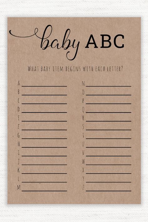 a to z item name Baby shower Games, baby items game, Rustic Baby Shower Game, Instant Download, alphabet game, guessing game Baby Abc Game, Abc Game, Alphabet Game, Shower Games Baby, Abc Games, Alphabet Games, Baby Facts, Rustic Baby, Guessing Games