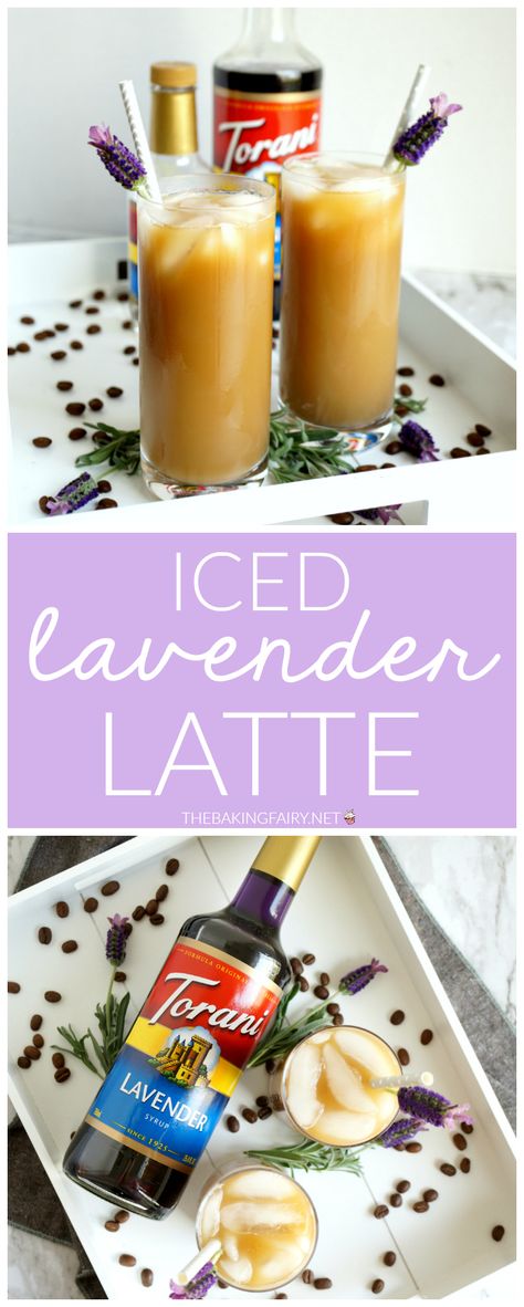 iced lavender latte | The Baking Fairy Lavender Iced Coffee Recipe, Starbucks Lavender Latte, Recipes Using Lavender Syrup, Lavendar Latte Recipes, Lavender Syrup Drinks, Torani Lavender Syrup Recipes, Lavender Coffee Recipes, Torani Coffee Recipes, Lavender Iced Coffee