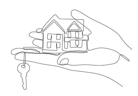 House Outline Tattoo, House Outline Drawing, New Home Drawing, Key Drawing, Key Drawings, Family Icon, Outline Pictures, House Outline, Birthday Card With Photo