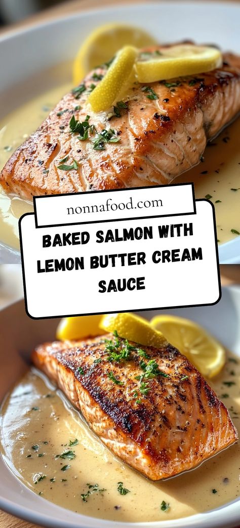 Looking for a dinner that’s both easy and impressive? This Easy Baked Salmon with Lemon Butter Cream Sauce is just the ticket! Packed with flavor and super simple to whip up, it’s perfect for a cozy family dinner or a special occasion. With just a few ingredients, you can create a healthy meal that everyone will love! So, why not treat yourself and your loved ones to this delicious recipe tonight? Get ready to savor every bite! Lemon Butter Cream Sauce, Fish And Shrimp Recipes, Baked Salmon With Lemon, Butter Cream Sauce, Baked Salmon Lemon, Salmon With Lemon, Spicy Shrimp Tacos, Grilled Shrimp Skewers, Creamy Shrimp Pasta