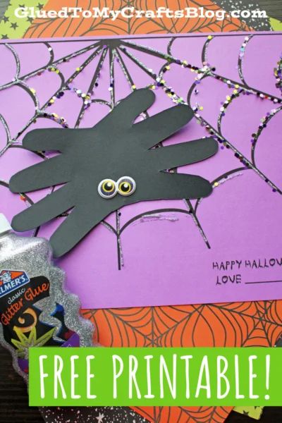 Handprint Spider Keepsake - Glued To My Crafts Spider Web Crafts Preschool, Handprint Spiders For Preschool, Spider Handprint Craft, Handprint Spider, Diy Spider Web, Halloween Paper Decorations, Fun Halloween Decorations, Sugar Skull Crafts, Spider Web Craft