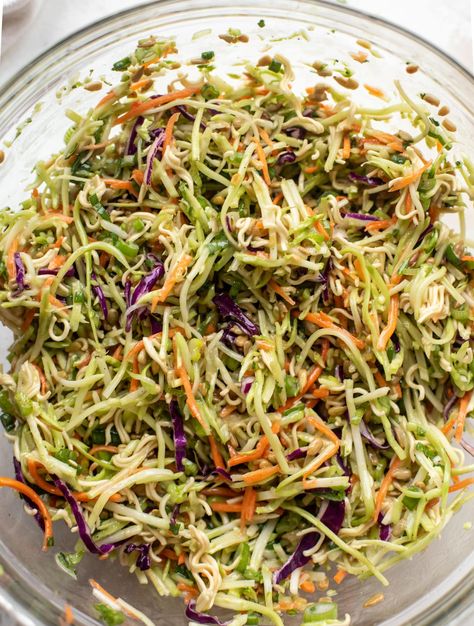 Brocolli Slaw Salad, Slaw With Ramen Noodles, Broccoli Slaw Dressing, Asian Broccoli Slaw, Toasted Sesame Dressing, Healthy Broccoli Slaw, Broccoli Slaw Salad, Broccoli Slaw Recipes, Asian Broccoli