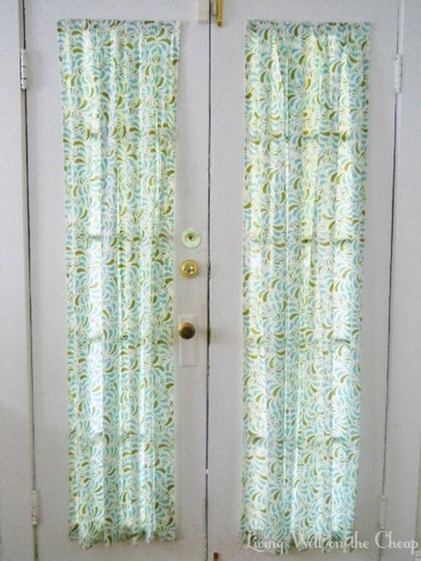 19 Creative Curtains and Drapes to Make – Tip Junkie Velcro Curtains, French Door Curtains Diy, Anderson Doors, Door Curtains Diy, Front Door Curtains, Louvre Doors, French Door Curtains, Curtain For Door Window, Glass French Doors