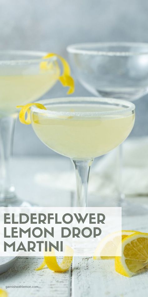 Easy Martini, Elderflower Drink, Lemon Drop Martini Recipe, Elderflower Cocktail, Lemon Drop Cocktail, Citrus Vodka, Martinis Drinks, Lemon Drop Martini, Make Simple Syrup